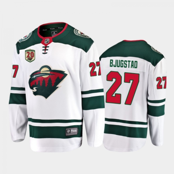 Men's Minnesota Wild Nick Bjugstad #27 20th Anniversary White Away Jersey