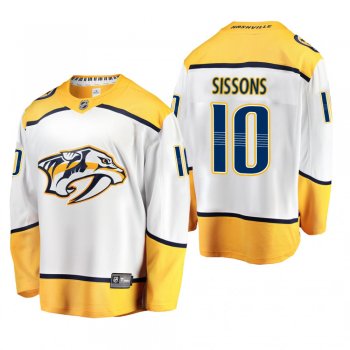 Men's Nashville Predators Colton Sissons #10 Away White Breakaway Player Cheap Jersey