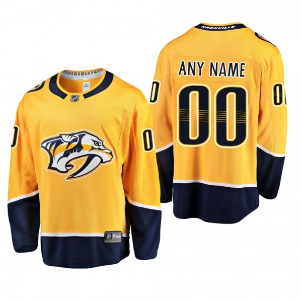 Men's Nashville Predators Custom #00 Home Gold Breakaway Player Cheap Jersey