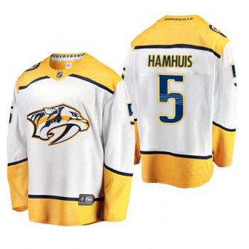 Men's Nashville Predators Dan Hamhuis #5 Away White Breakaway Player Cheap Jersey