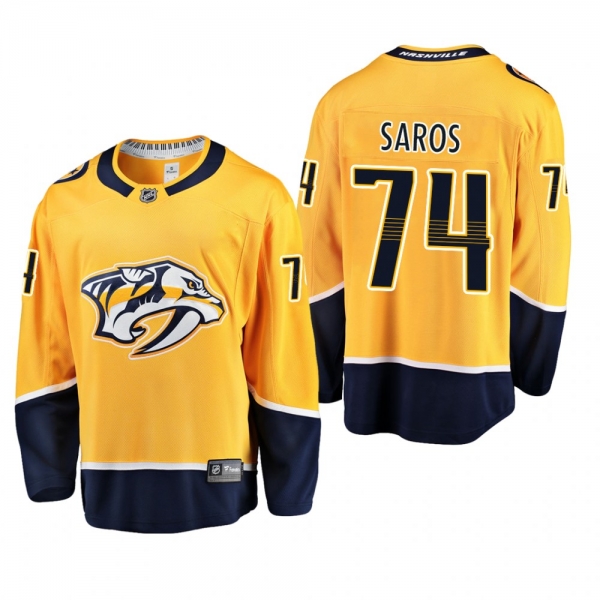 Men's Nashville Predators Juuse Saros #74 Home Gold Breakaway Player Cheap Jersey