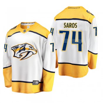 Men's Nashville Predators Juuse Saros #74 Away White Breakaway Player Cheap Jersey