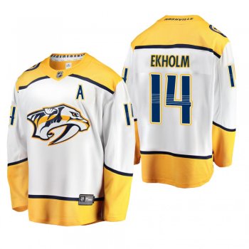 Men's Nashville Predators Mattias Ekholm #14 Away White Breakaway Player Cheap Jersey