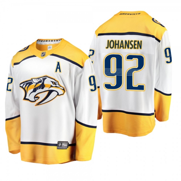 Men's Nashville Predators Ryan Johansen #92 Away White Breakaway Player Cheap Jersey