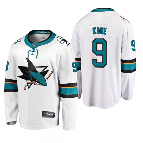 Men's San Jose Sharks Evander Kane #9 Away White Breakaway Player Cheap Jersey