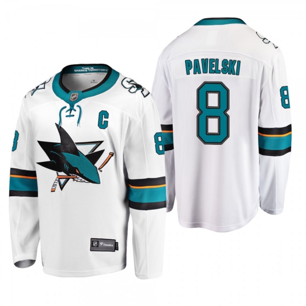 Men's San Jose Sharks Joe Pavelski #8 Away White Breakaway Player Cheap Jersey