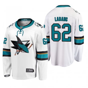 Men's San Jose Sharks Kevin Labanc #62 Away White Breakaway Player Cheap Jersey