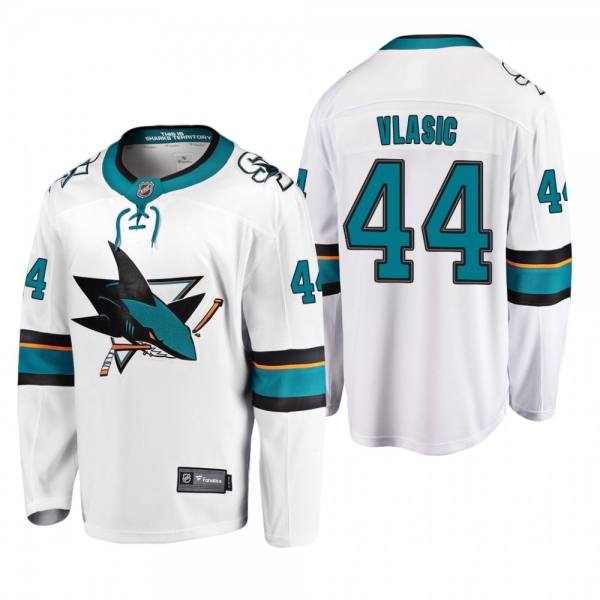 Men's San Jose Sharks Marc-Edouard Vlasic #44 Away White Breakaway Player Cheap Jersey