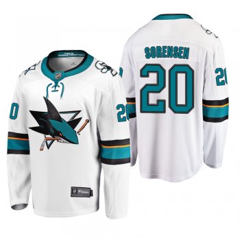 Men's San Jose Sharks Marcus Sorensen #20 Away White Breakaway Player Cheap Jersey