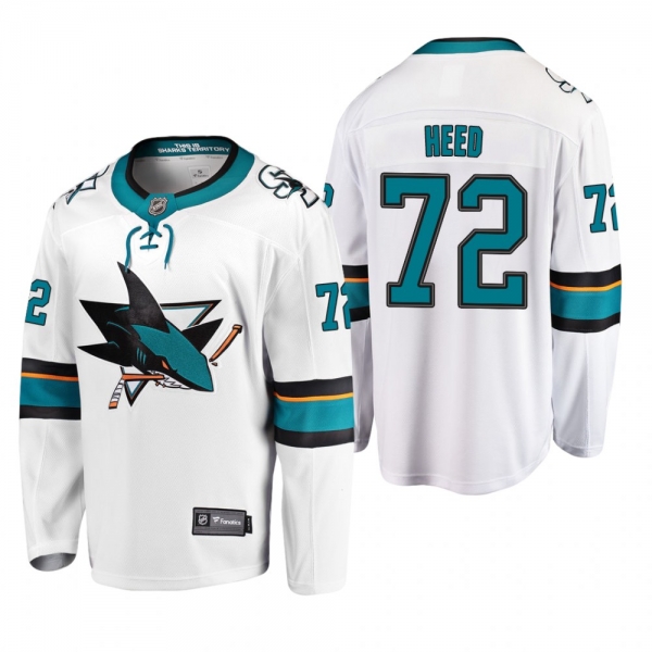 Men's San Jose Sharks Tim Heed #72 Away White Breakaway Player Cheap Jersey