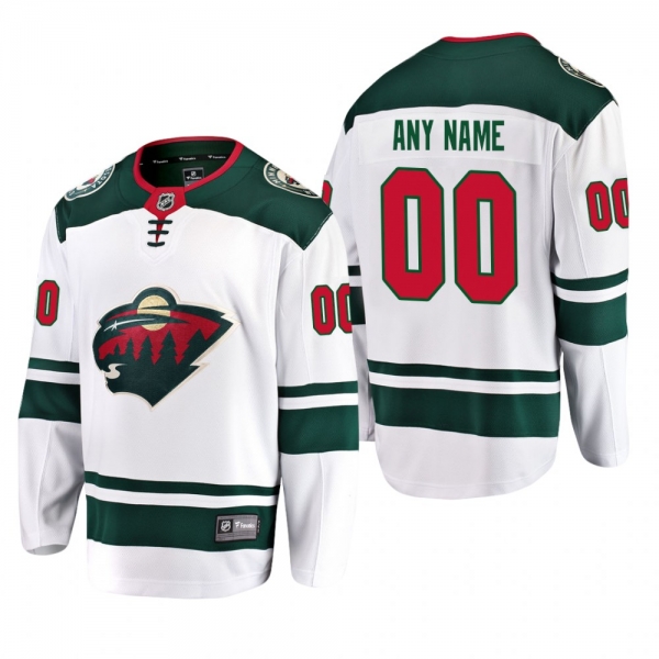 Men's Minnesota Wild Custom #00 Away White Breakaway Player Cheap Jersey