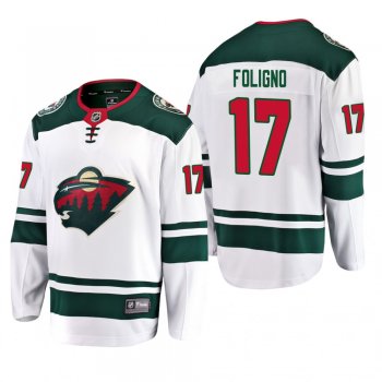 Men's Minnesota Wild Marcus Foligno #17 Away White Breakaway Player Cheap Jersey