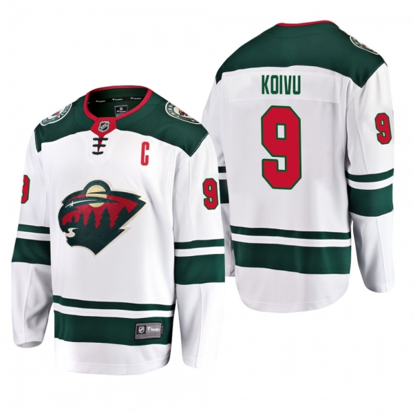 Men's Minnesota Wild Mikko Koivu #9 Away White Breakaway Player Cheap Jersey