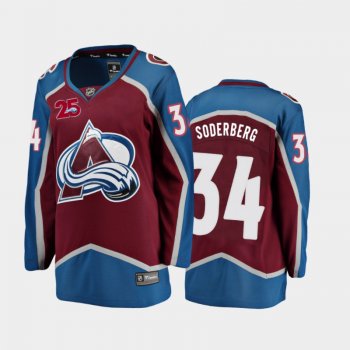 Women's 2020-21 Colorado Avalanche Carl Soderberg #34 Home Jersey - Burgundy