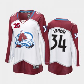 Women's 2020-21 Colorado Avalanche Carl Soderberg #34 Away Jersey - White