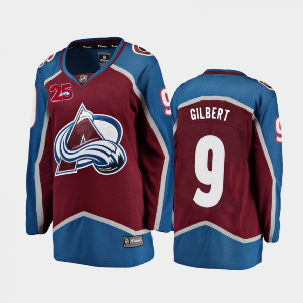 Women's 2020-21 Colorado Avalanche Dennis Gilbert #9 Home 25th Anniversary Jersey - Burgundy