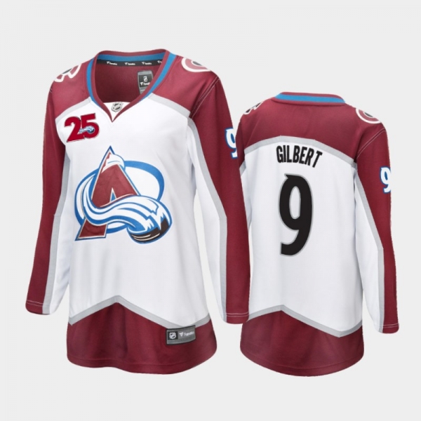 Women's 2020-21 Colorado Avalanche Dennis Gilbert #9 Away 25th Anniversary Jersey - White