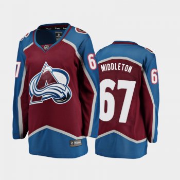 Women's 2020-21 Colorado Avalanche Keaton Middleton #67 Home Jersey - Burgundy