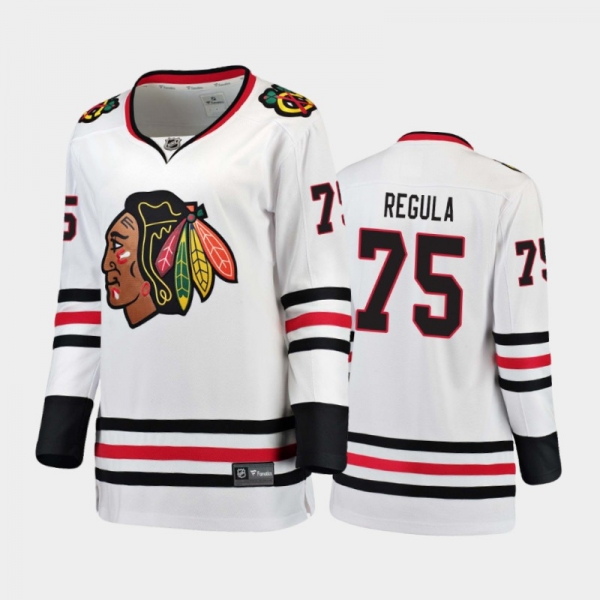 Women's 2020-21 Chicago Blackhawks Alec Regula #75 Away Jersey - White