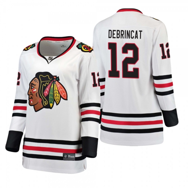 Women's Alex DeBrincat #12 Chicago Blackhawks Away Breakaway Player White Bargain Jersey