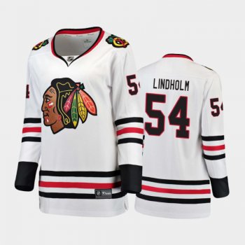 Women's 2020-21 Chicago Blackhawks Anton Lindholm #54 Away Breakaway Player Jersey - White