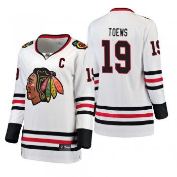 Women's Jonathan Toews #19 Chicago Blackhawks Away Breakaway Player White Bargain Jersey