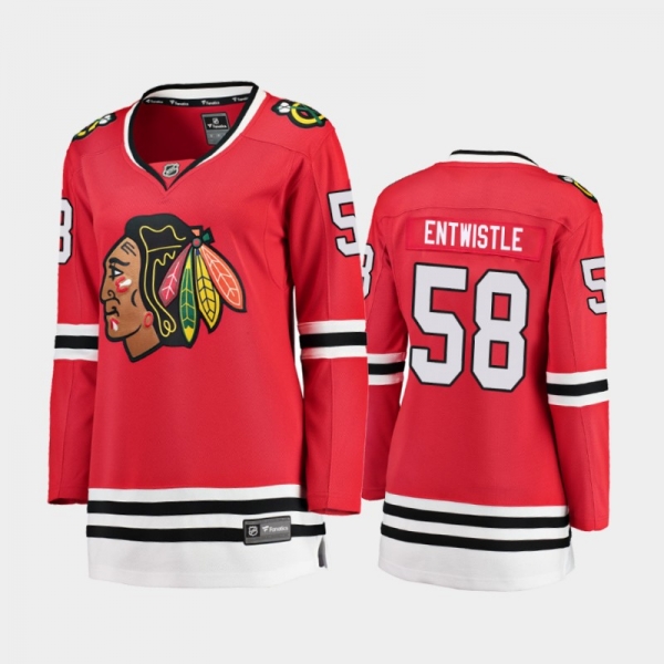 Women's 2020-21 Chicago Blackhawks MacKenzie Entwistle #58 Home Jersey - Red