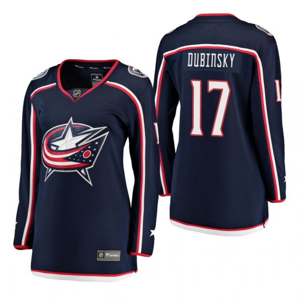 Women's Brandon Dubinsky #17 Columbus Blue Jackets Home Breakaway Player Navy Bargain Jersey