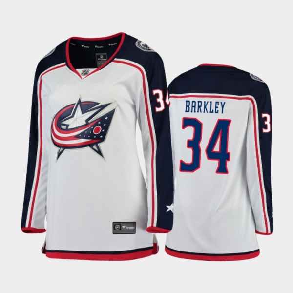 Women's 2020-21 Columbus Blue Jackets Charles Barkley #34 Away Jersey - White