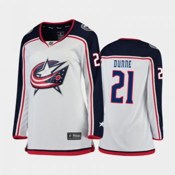 Women's 2020-21 Columbus Blue Jackets Josh Dunne #21 Away Jersey - White