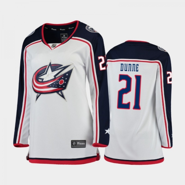 Women's 2020-21 Columbus Blue Jackets Josh Dunne #21 Away Jersey - White