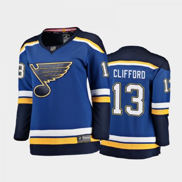 Women's 2020-21 St. Louis Blues Kyle Clifford #13 Home Breakaway Player Jersey - Blue