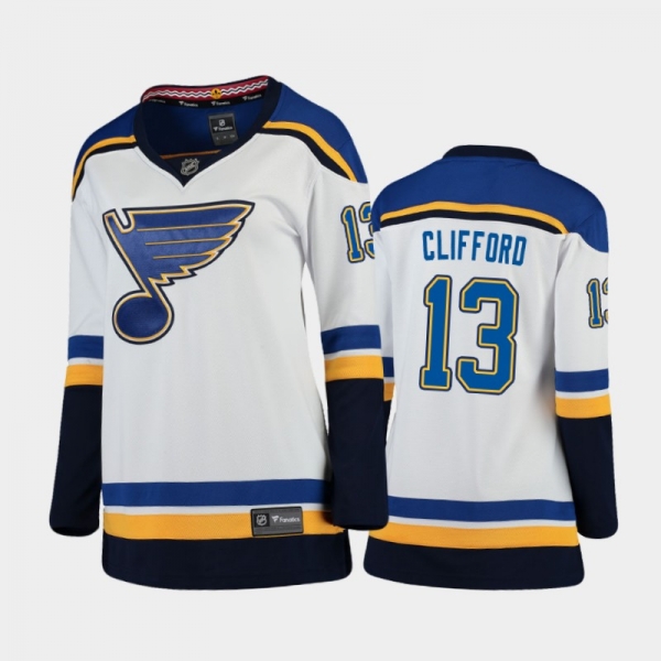 Women's 2020-21 St. Louis Blues Kyle Clifford #13 Away Breakaway Player Jersey - White