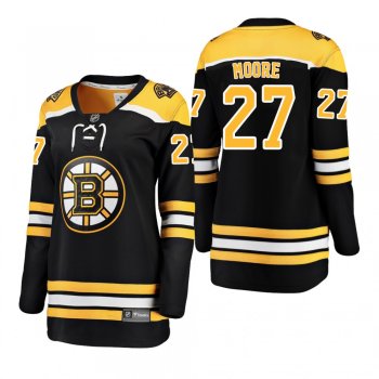 Women's John Moore #27 Boston Bruins Home Breakaway Player Black Bargain Jersey