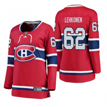 Women's Artturi Lehkonen #62 Montreal Canadiens Home Breakaway Player Red Bargain Jersey