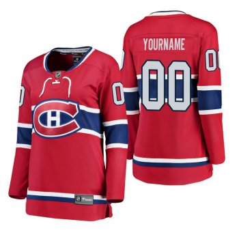 Women's Custom #00 Montreal Canadiens Home Breakaway Player Red Bargain Jersey