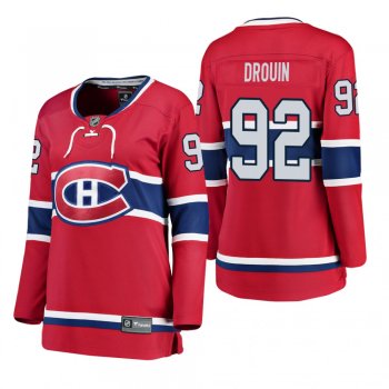 Women's Jonathan Drouin #92 Montreal Canadiens Home Breakaway Player Red Bargain Jersey