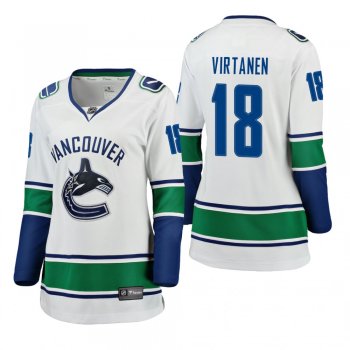 Women's Jake Virtanen #18 Vancouver Canucks Away Breakaway Player White Bargain Jersey