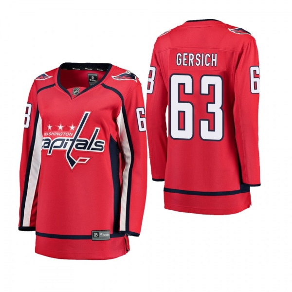 Women's Shane Gersich #63 Washington Capitals Home Breakaway Player Red Bargain Jersey