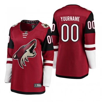 Women's Custom #00 Arizona Coyotes Home Breakaway Player Red Bargain Jersey