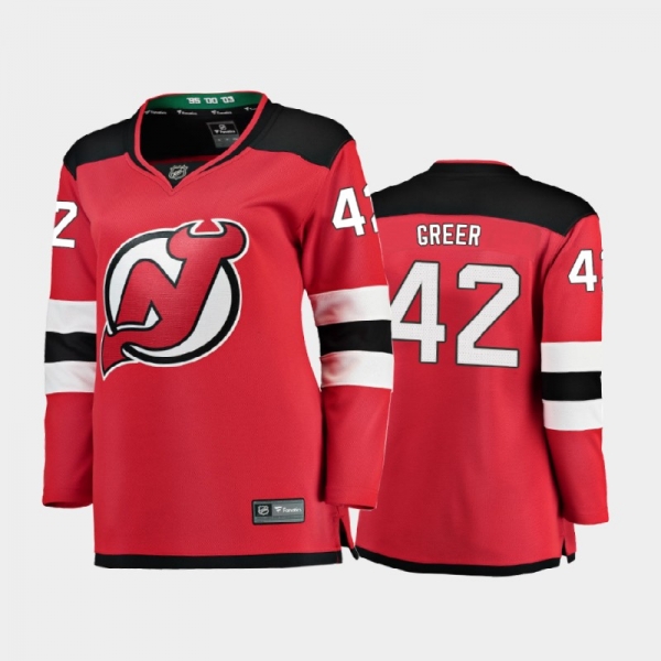 Women's 2020-21 New Jersey Devils A.J. Greer #42 Home Jersey - Red