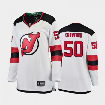 Women's 2020-21 New Jersey Devils Corey Crawford #50 Away Breakaway Player Jersey - White