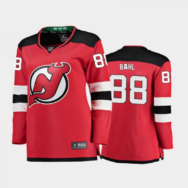 Women's 2020-21 New Jersey Devils Kevin Bahl #88 Home Jersey - Red