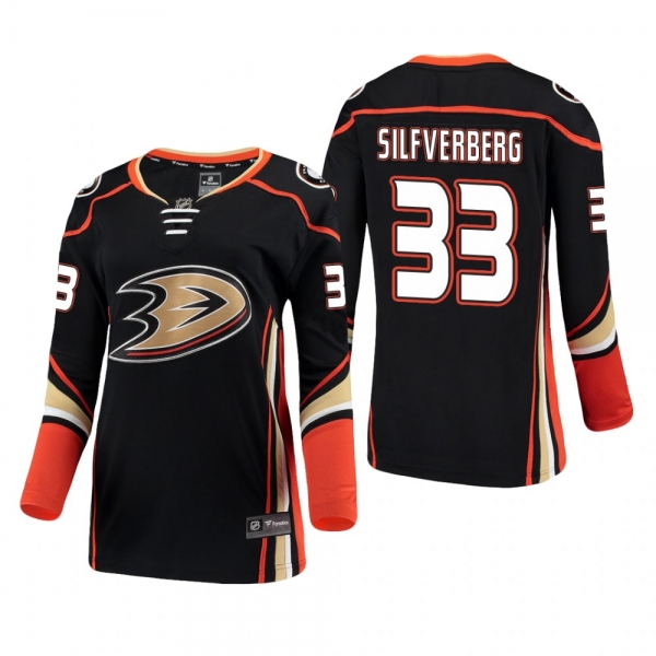 Women's Jakob Silfverberg #33 Anaheim Ducks Home Breakaway Player Black Bargain Jersey