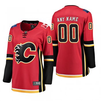 Women's Custom #00 Calgary Flames Home Breakaway Player Red Bargain Jersey