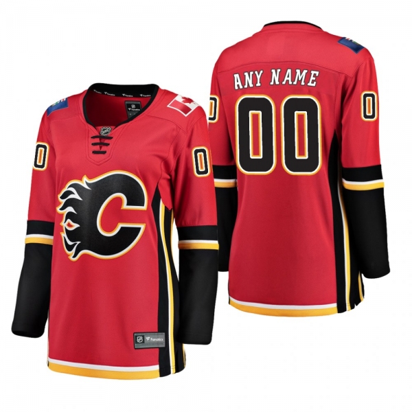 Women's Custom #00 Calgary Flames Home Breakaway Player Red Bargain Jersey