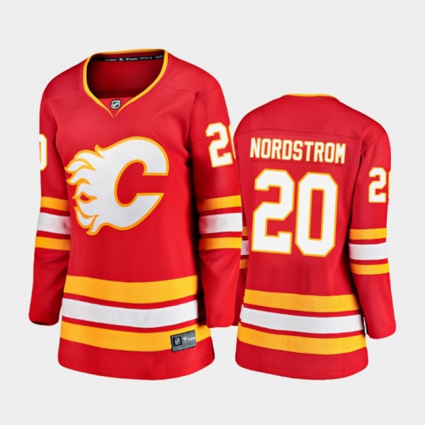 Women's 2020-21 Calgary Flames Joakim Nordstrom #20 Home Premier Breakaway Jersey - Red