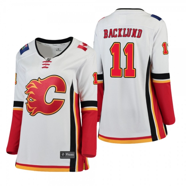 Women's Mikael Backlund #11 Calgary Flames Away Breakaway Player White Bargain Jersey