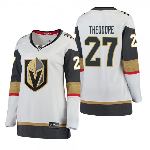 Women's Shea Theodore #27 Vegas Golden Knights Away Breakaway Player White Jersey