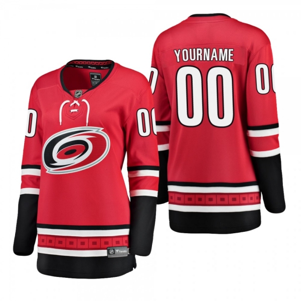 Women's Custom #00 Carolina Hurricanes Home Breakaway Player Red Bargain Jersey